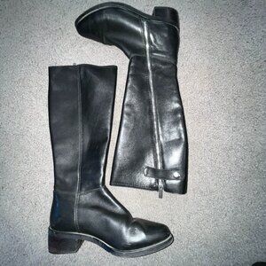 AQUATALIA  Geovanna Black Leather Knee High Side Zip Boots - EUC - Women's 8.5